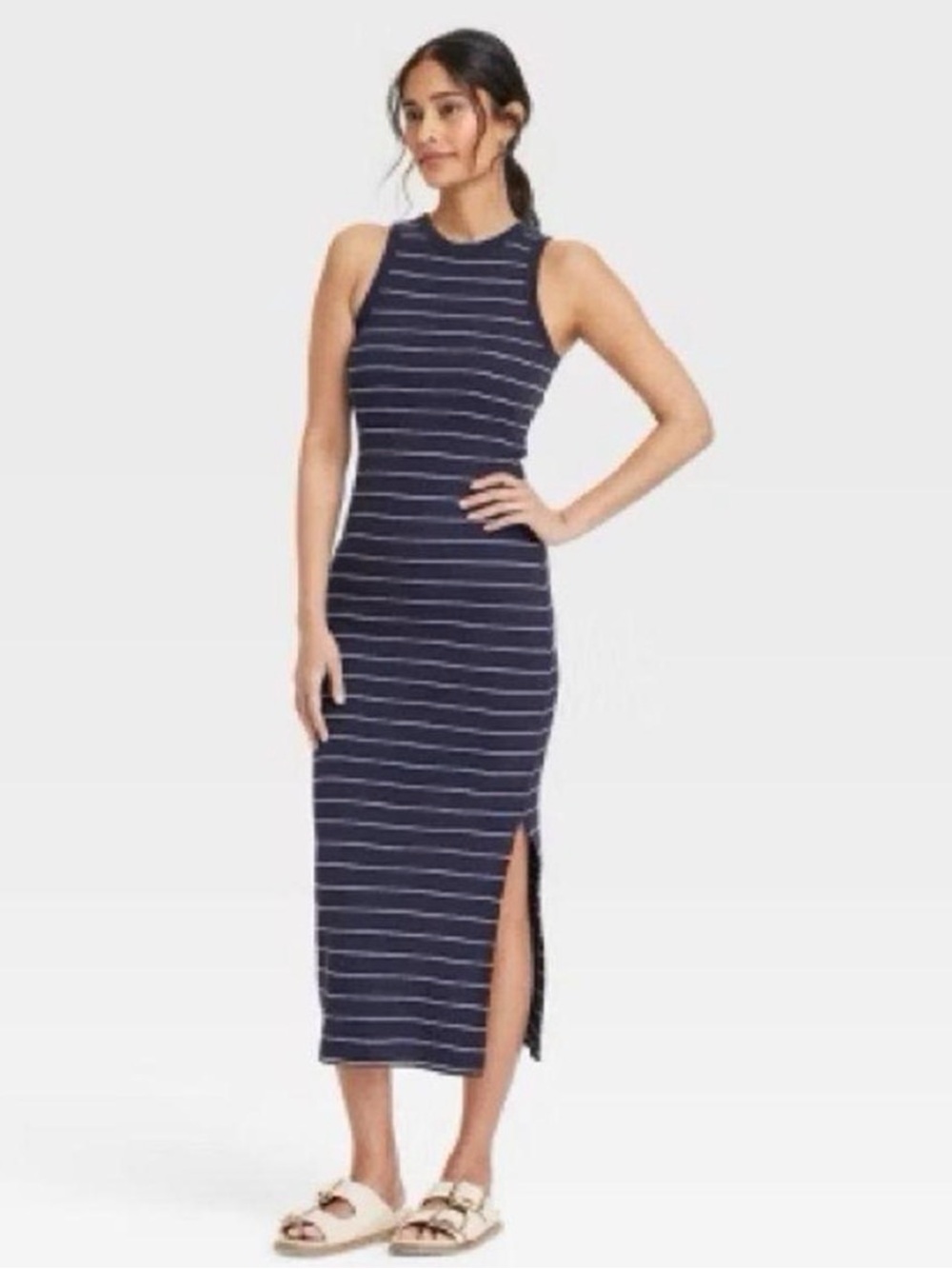 Universal Thread Navy and White Striped Sleeveless Maxi Dress